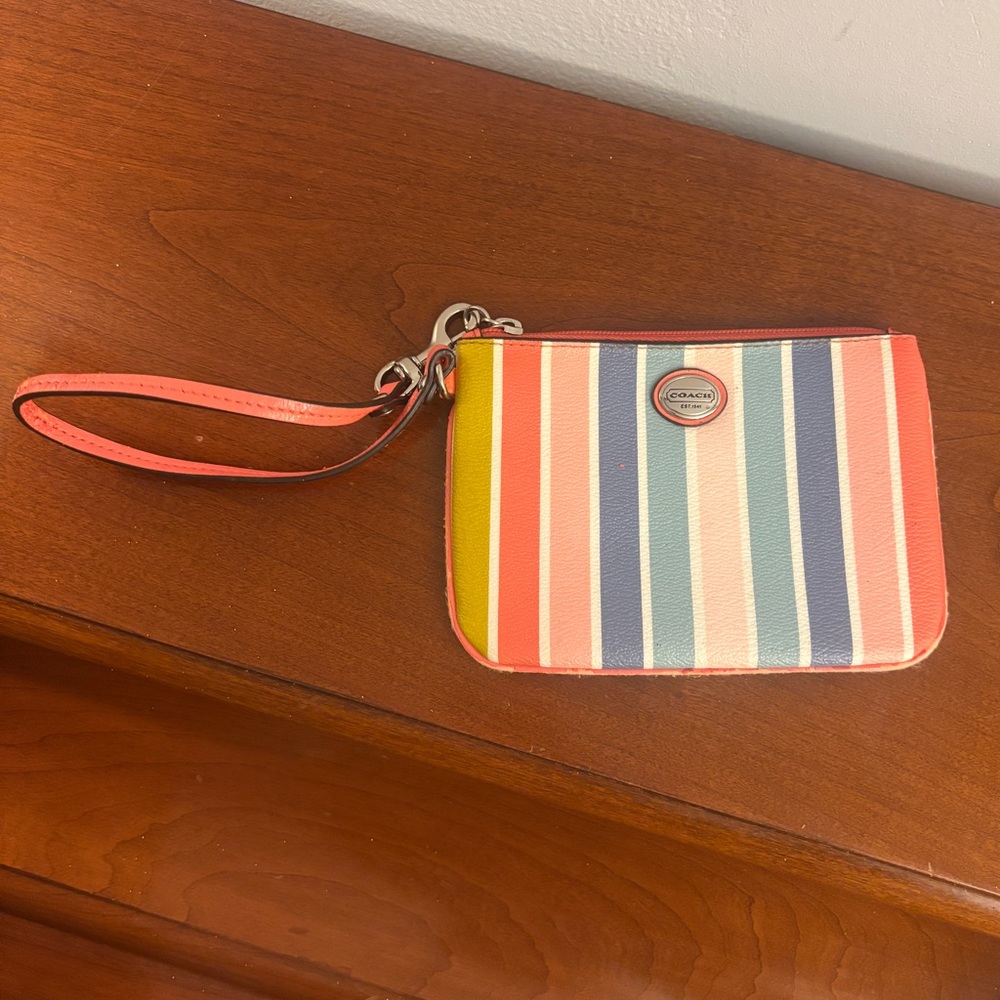COACH Peyton Multicolor Striped Wristlet